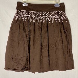 Banana Republic Brown Mini Skirt with Ivory Embroidery Women’s Size 6